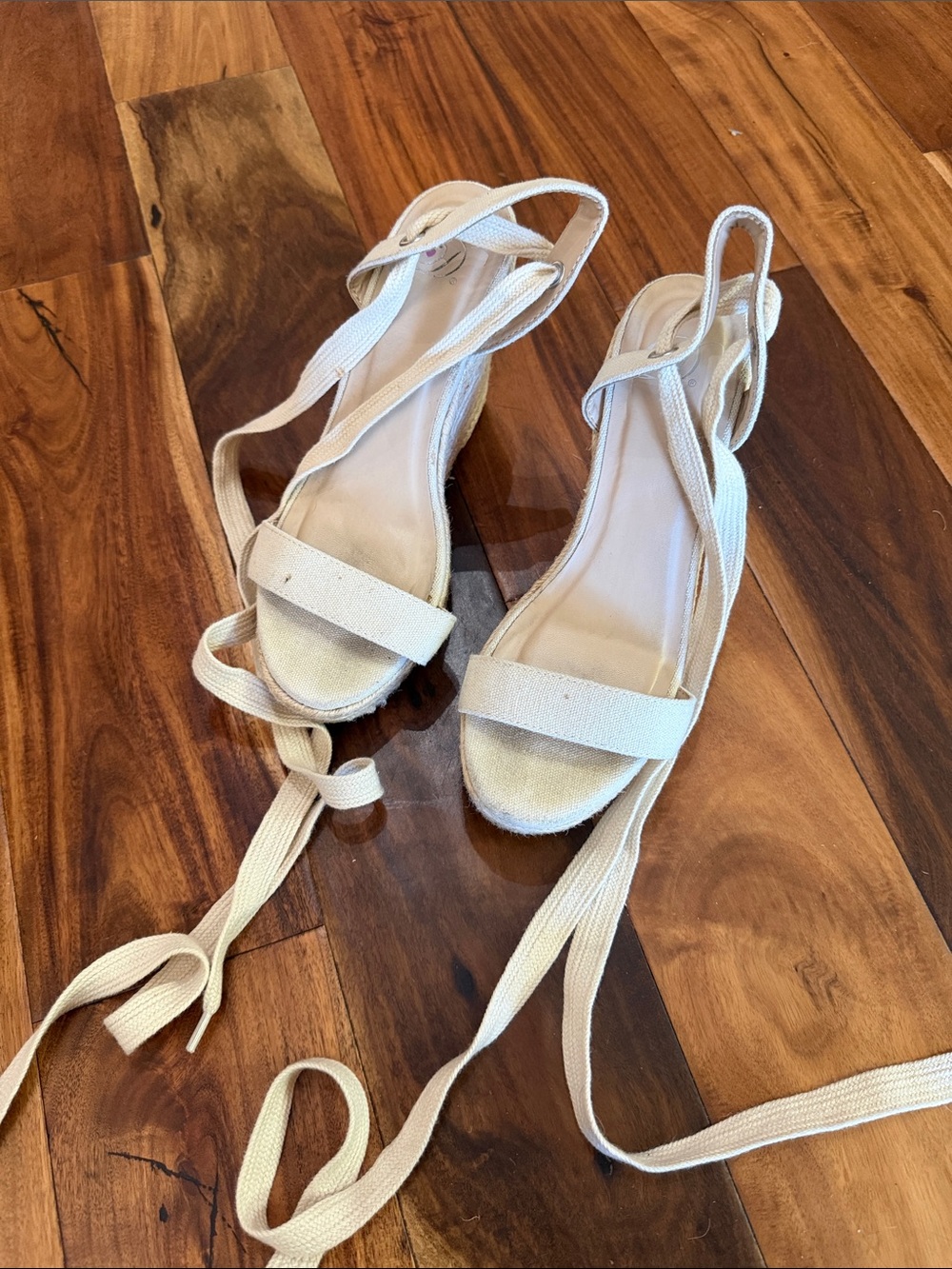 Women's Lace-Up Espadrille Sandals in Cream